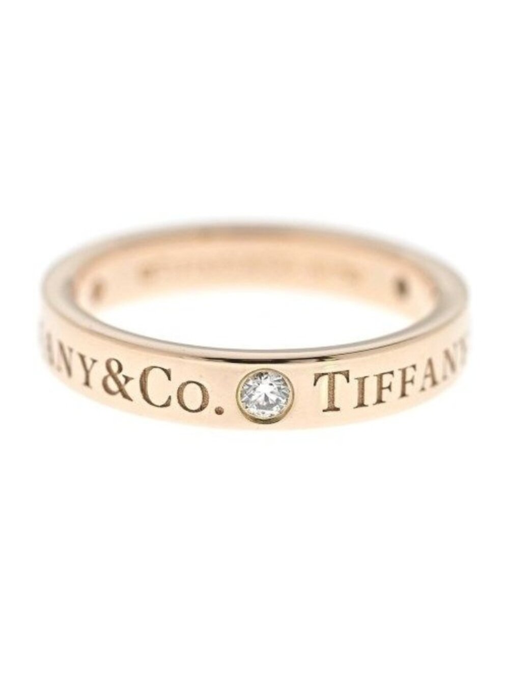 Tiffany & Co Flat Band Ring 18k Rose Gold Diamond New